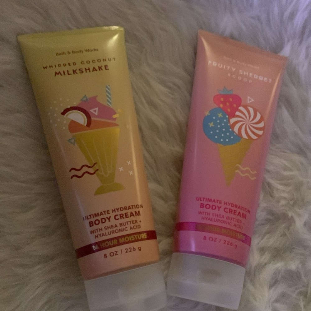 Bath & Body Works Whipped Coconut Milkshake/Fruity Sherbet Scoop Body Cream Set